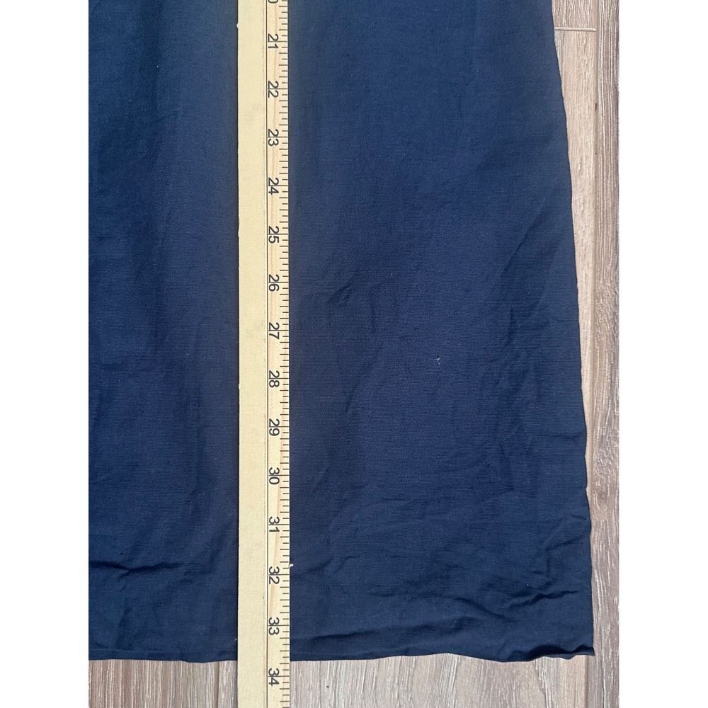 Commense Navy Linen Blend Vest & Midi Skirt Set L Scalloped Placket Quiet Luxury - Picture 5 of 8